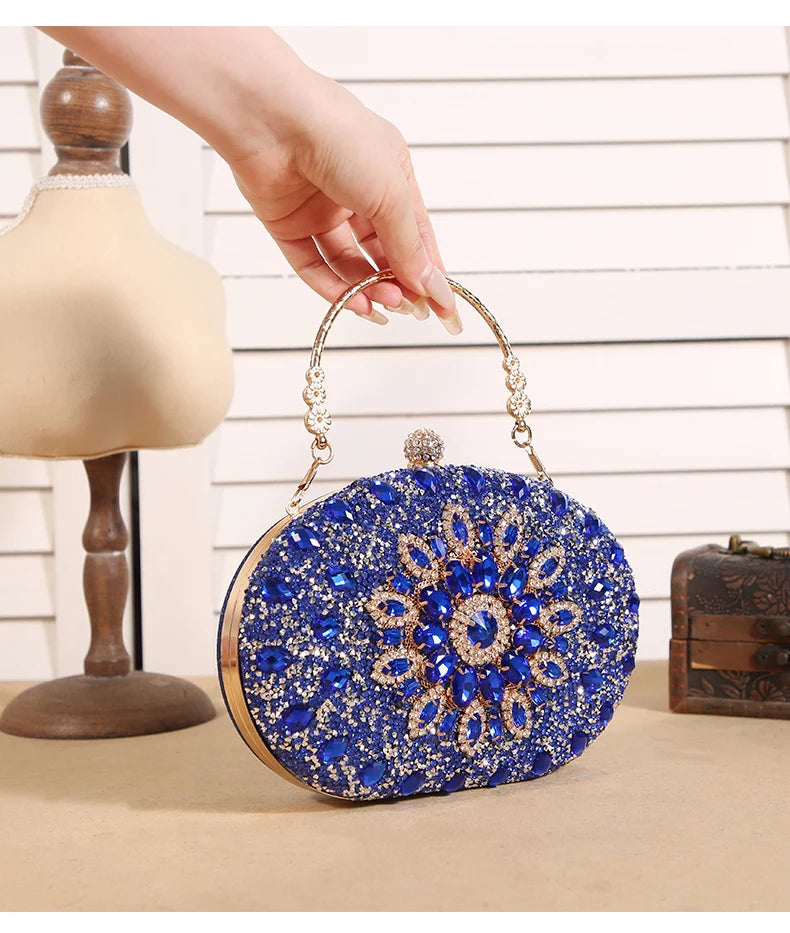 Luxury Crystal Sunflower Clutch – Fashion Banquet & Party Bag