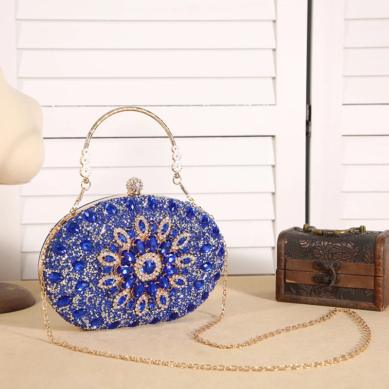Luxury Crystal Sunflower Clutch – Fashion Banquet & Party Bag
