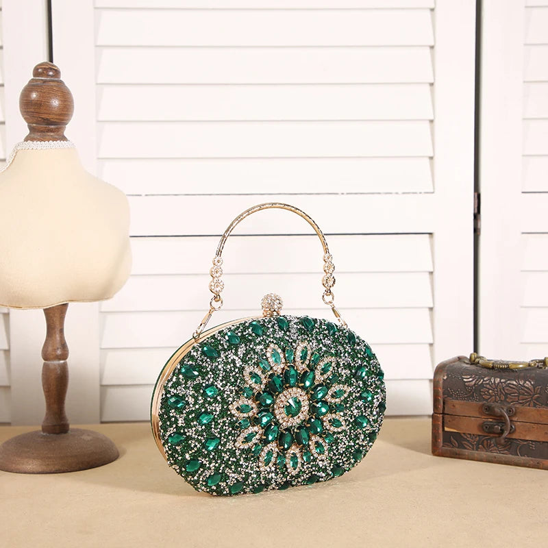 Luxury Crystal Sunflower Clutch – Fashion Banquet & Party Bag