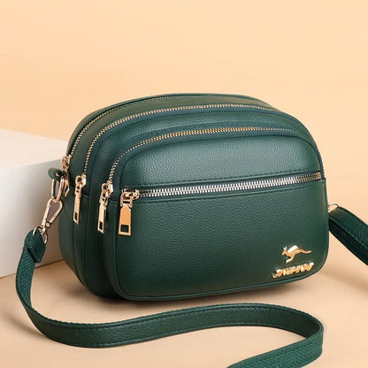 Luxury Soft Leather Shoulder Bag | Multi-Pocket  Handbag