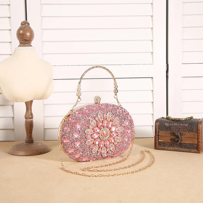 Luxury Crystal Sunflower Clutch – Fashion Banquet & Party Bag
