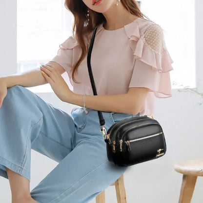 Luxury Soft Leather Shoulder Bag | Multi-Pocket  Handbag
