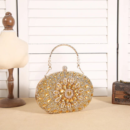 Luxury Crystal Sunflower Clutch – Fashion Banquet & Party Bag